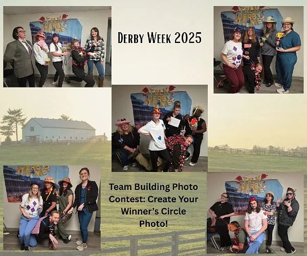 Collage of team groups celebrating Kentucky Derby week